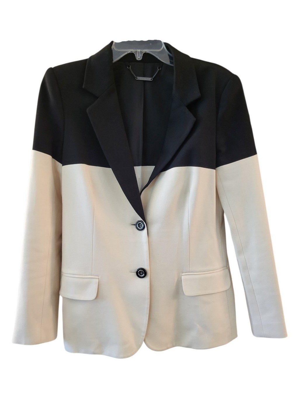 Vintage Trina Turk Two-Tone Black And Cream Women's Blazer Jacket - Size 10